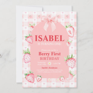 Coquette Berry First Birthday Invitation