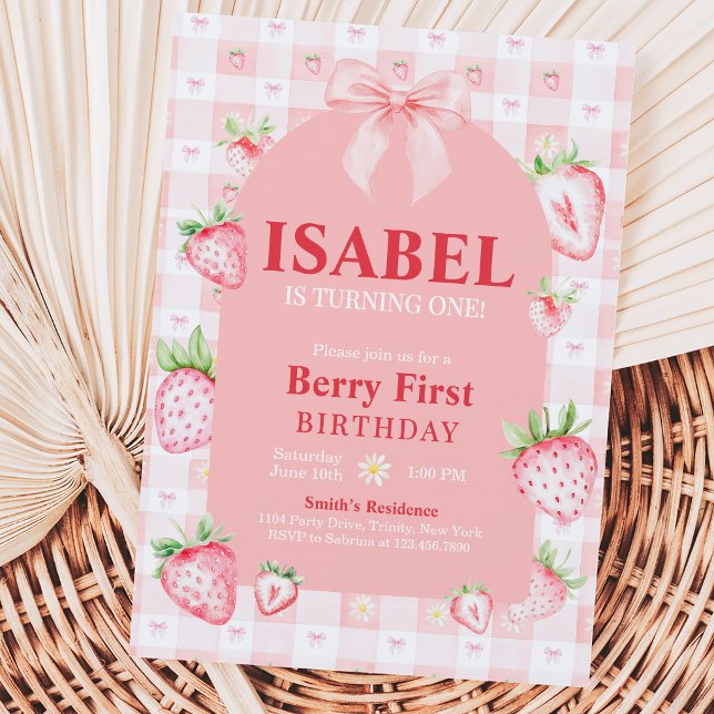 Coquette Berry First Birthday Invitation (Creator Uploaded)