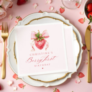 Coquette Berry First Birthday Napkin