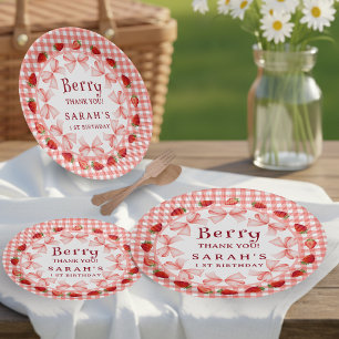 Coquette Berry First Birthday Paper Plate