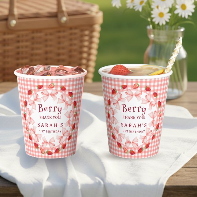 Coquette Berry First Birthday Red Gingham Paper Cups (Coquette Berry First Birthday Red Gingham Paper Cups)