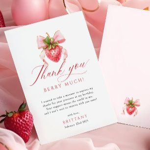 Coquette Berry First Birthday Thank You Card