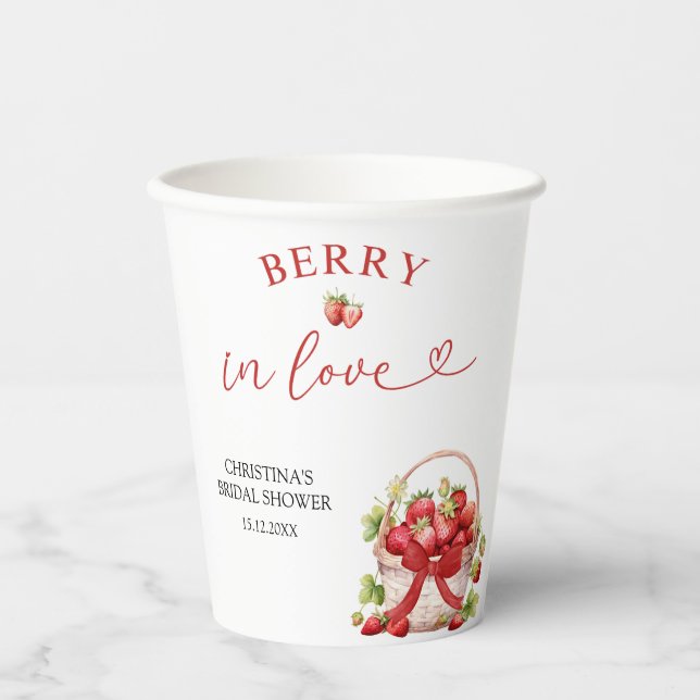 Coquette Berry in Love Bridal Shower Paper Cups (Front)