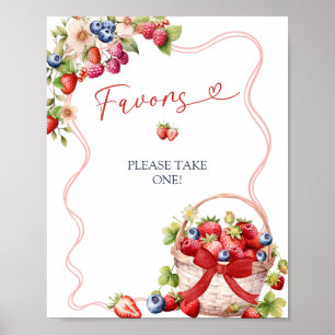 Coquette Berry In Love Bridal Shower Party Sign