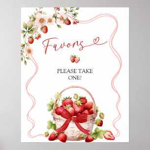 Coquette Berry In Love Bridal Shower Party Sign