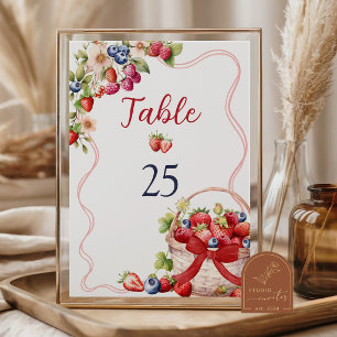 Coquette Berry In Love Bridal Shower Table Number
