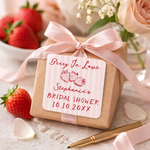 Coquette Berry In Love Bridal Shower Thank You Square Sticker