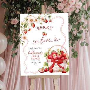 Coquette Berry In Love Bridal Shower Welcome Sign