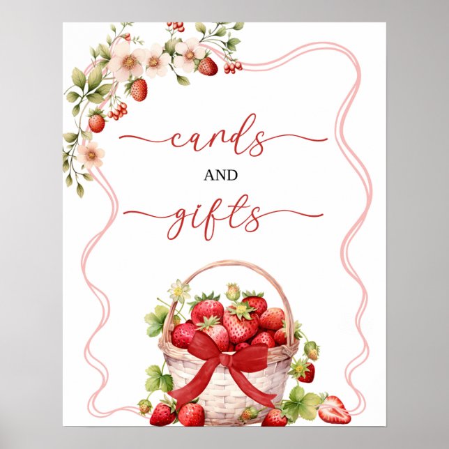 Coquette Berry In Love Cards and Gifts Party Sign (Front)