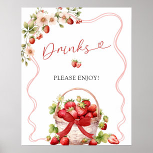 Coquette Berry In Love Drinks Party Sign