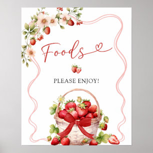 Coquette Berry In Love Food Party Sign