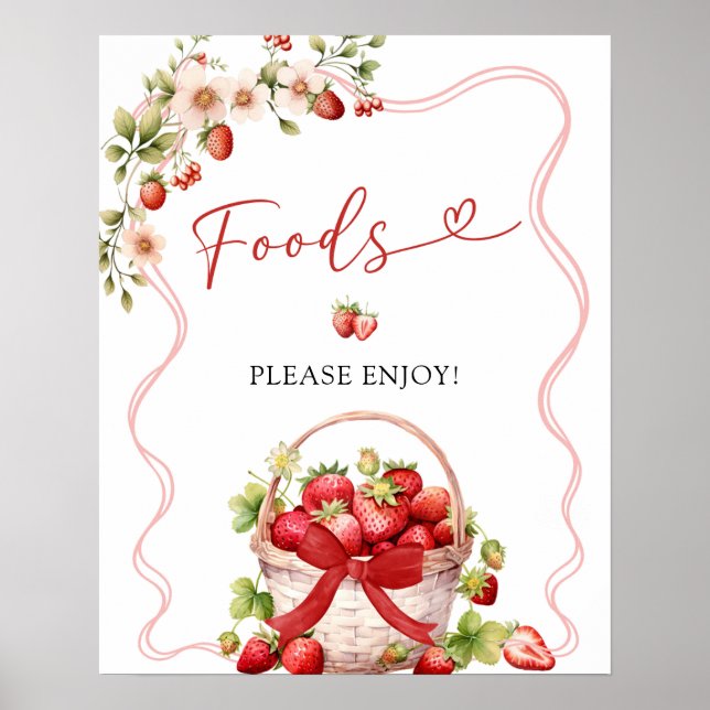 Coquette Berry In Love Food Party Sign (Front)