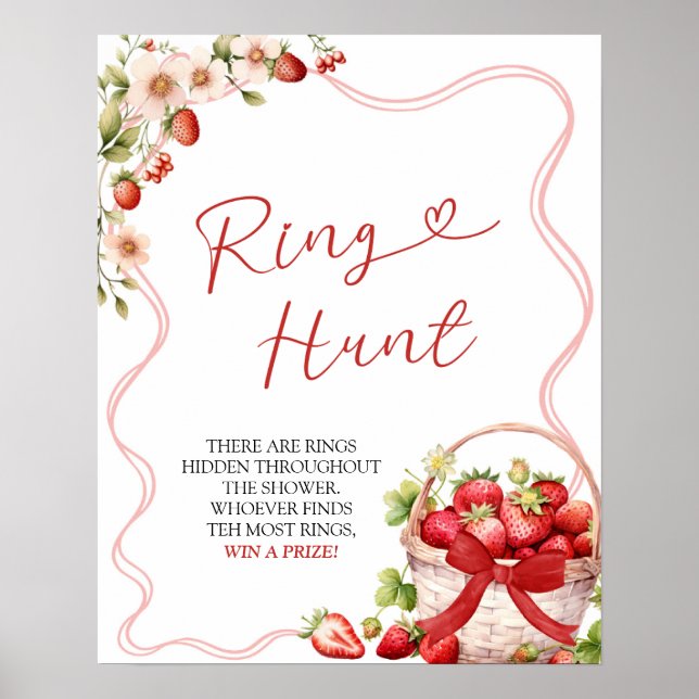 Coquette Berry In Love Ring Hunt Game Sign (Front)