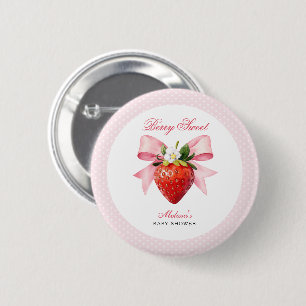 Coquette Berry Sweet Baby Shower 6 Cm Round Badge