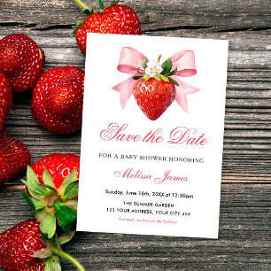 Coquette Berry Sweet Baby Shower Save The Date