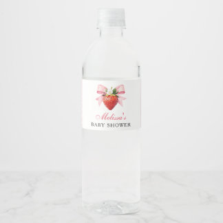 Coquette Berry Sweet Baby Shower Water Bottle Label