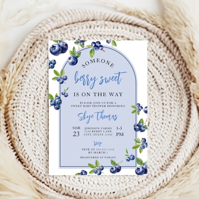 Coquette Berry Sweet blueberry Baby Shower Invitation (Creator Uploaded)