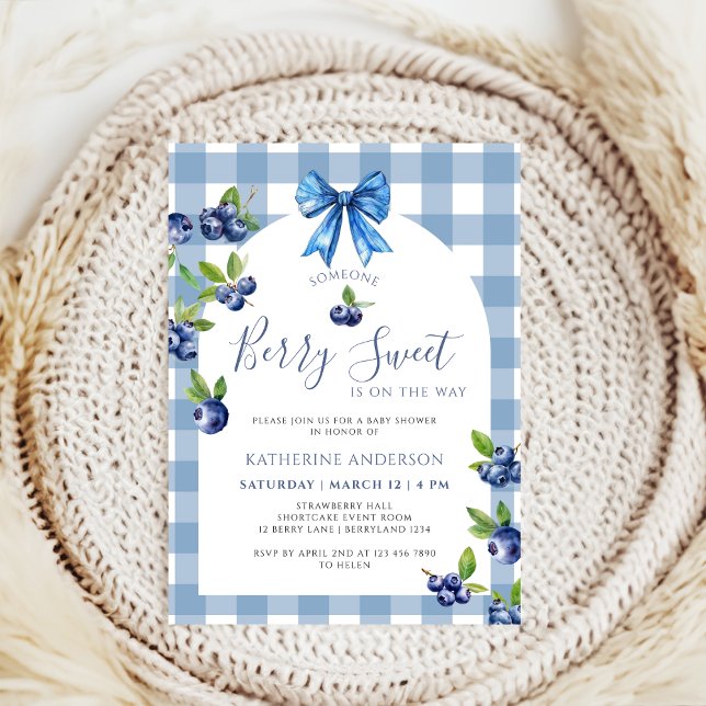 Coquette Berry Sweet blueberry Baby Shower Invitation (Creator Uploaded)