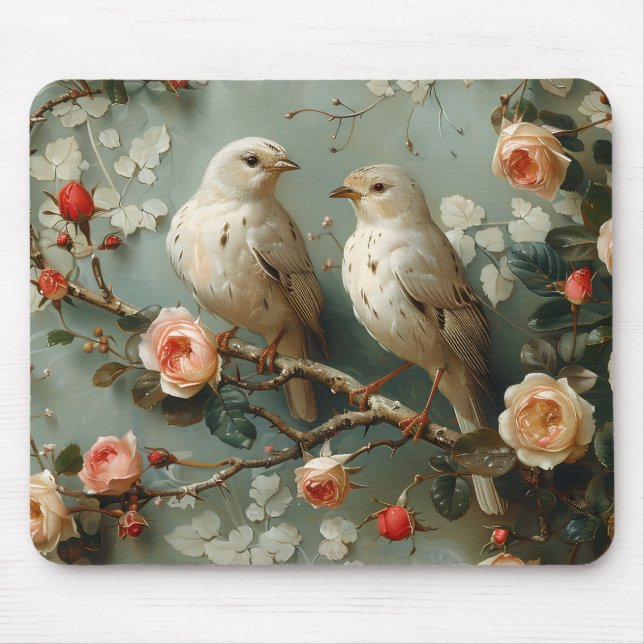 Coquette Birds Floral Mouse Pad (Front)