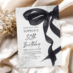 Coquette Black Bow 30th Birthday Party Invitation