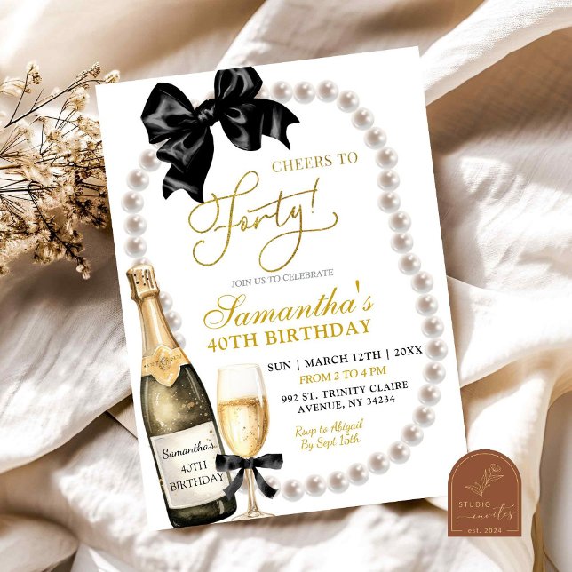 Coquette Black Bow Adult Birthday Invitation (Creator Uploaded)