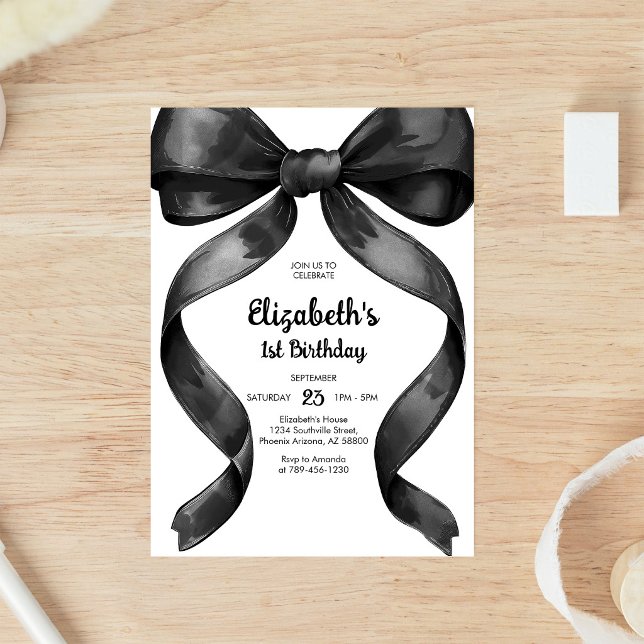 Coquette Black Bow Birthday Invitation (Creator Uploaded)