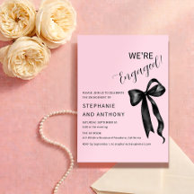 Coquette Black Bow Blush Pink Engagement Party