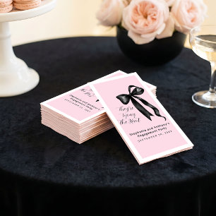 Coquette Black Bow Blush Pink Engagement Party Napkin
