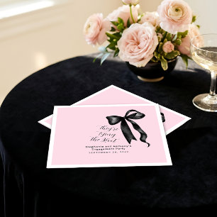 Coquette Black Bow Blush Pink Engagement Party Napkin
