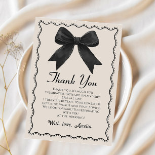 Coquette Black Bow Bridal Shower Thank You Card