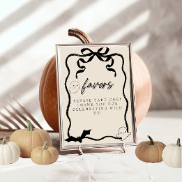 Coquette Black bow Favour sign Invitation