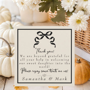 Coquette black bow Labor & Delivery NICU Hospital Thank You Card