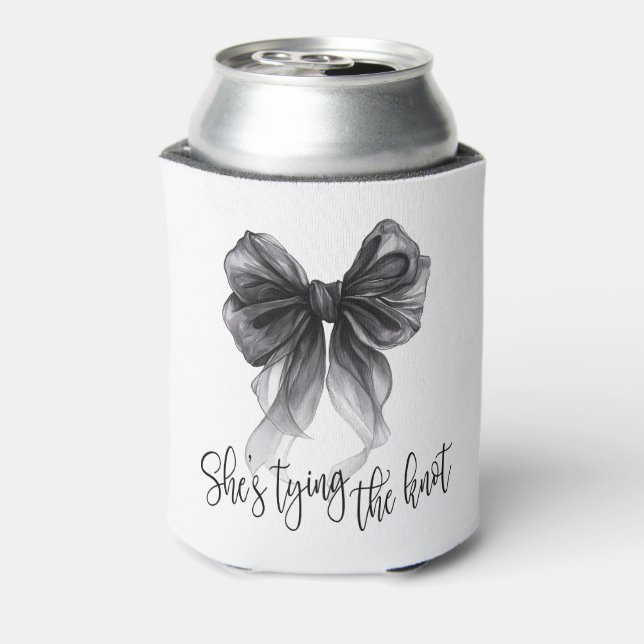 Coquette Black Bow She's Tying the Knot  Can Cooler (Can Back)