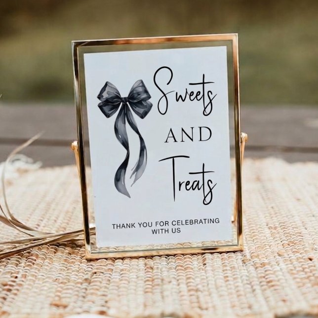 Coquette Black Bow Sweets Treats Table Sign Plaque (Creator Uploaded)