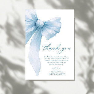 Coquette Blue Bow Bridal Shower Thank You Card