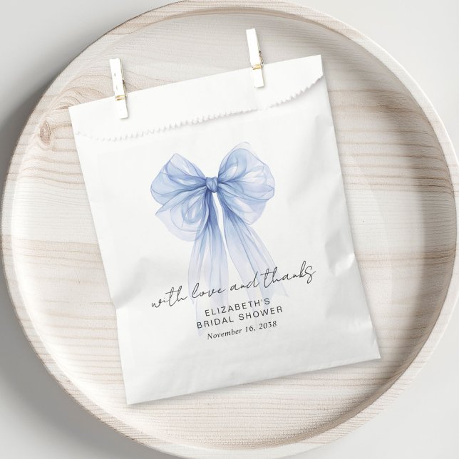 Coquette Blue Bow Bridal Shower Thank You Favour Bag (Creator Uploaded)