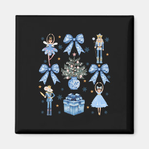 Coquette Blue Bow Nutcracker Xmas Merry Christmas Magnet