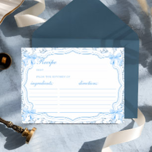 Coquette Blue Bow Recipe for the Bride Recipe Card
