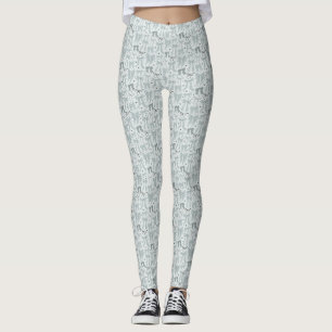 Coquette Blue Bows Hand Drawn Pattern Leggings