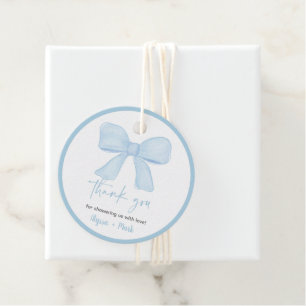 Coquette Blue Boy Bow Baby Shower Favour Tags
