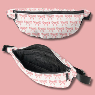 Coquette blush pink and red striped bows bum bags