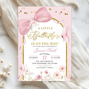 Coquette Blush Pink Butterfly Baby Shower Invitation