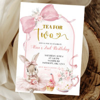 Coquette Blush Pink Floral Bow Bunny Tea Party  In