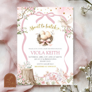 coquette blush pink Spring bird baby shower Invitation