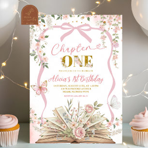 coquette blush pink storybook birthday invitation