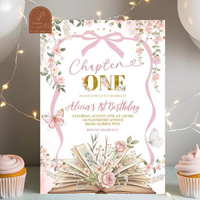 coquette blush pink storybook birthday invitation (Creator Uploaded)