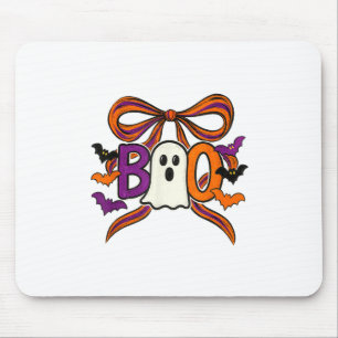 Coquette Boo Ghost Bow Cute Spooky Funny Halloween Mouse Pad