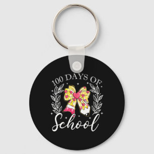 Coquette Bow 100 Days Of School Pencil Bow Teacher Key Ring