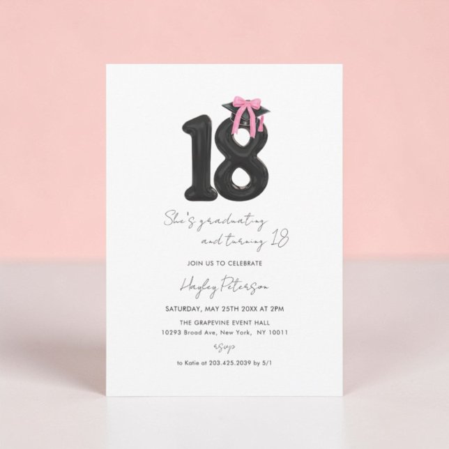Coquette Bow 18th Birthday Graduation Party Invitation (Creator Uploaded)