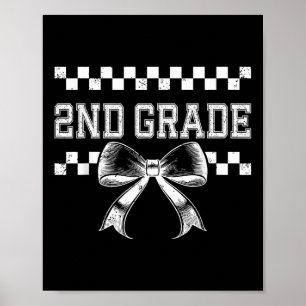 Coquette Bow 2nd Grade Second Teacher Women Kid Pr Poster